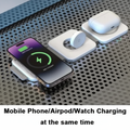 Foldable 30W Fast Charging Pad Desktop 3 in 1 Wireless Charger For iPhone 17 16 15 14 13 Pro Max iWatch 10 9 8 7 6 AirPods Pro 2