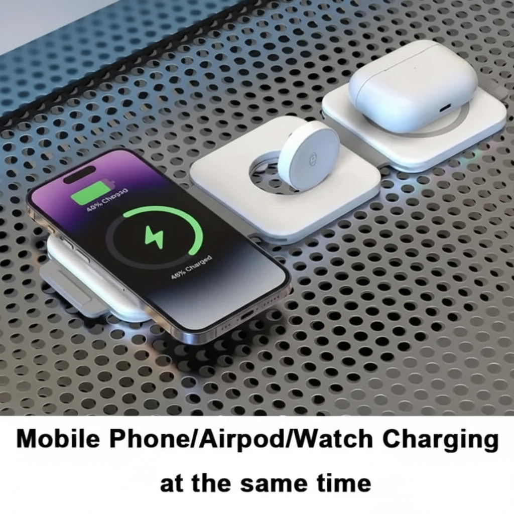 Foldable 30W Fast Charging Pad Desktop 3 in 1 Wireless Charger For iPhone 17 16 15 14 13 Pro Max iWatch 10 9 8 7 6 AirPods Pro 2